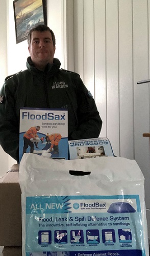 Clitheroe Flood Action Group warden Chris Peel with FloodSax donated to the group