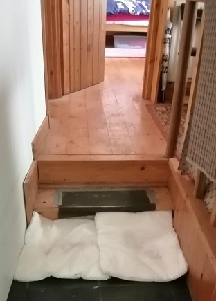 FloodSax absorbing water inside 80-year-old Annie's cottage in Wales