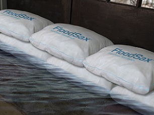 FloodSax alternative sandbags protecting a property