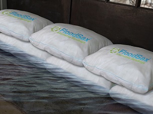 FloodSax alternative sandbags are a uniform shape so can make neat and robust anti-flood barriers