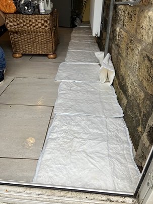 FloodSax in their dry state can soak up any floodwater which seeps into your home or business, preventing further damage