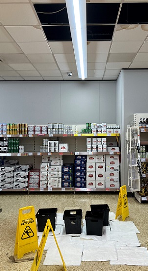 Supermarkets can often be damaged by flash floods – especially as many have flat roofs