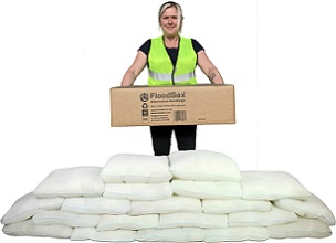 These 20 FloodSax sandless sandbags came from this one easy-to-carry box
