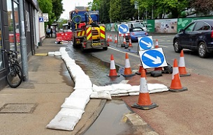 FloodSax can be used to divert floodwater down drains, protecting homes and businesses