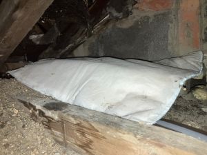 FloodSax soaking up water from a leaking roof at a house in Yorkshire
